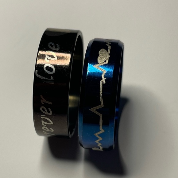 NWT Unisex Rings Men- Women 2PC SET STAINLESS STEEL SIZE 11 - Picture 6 of 16